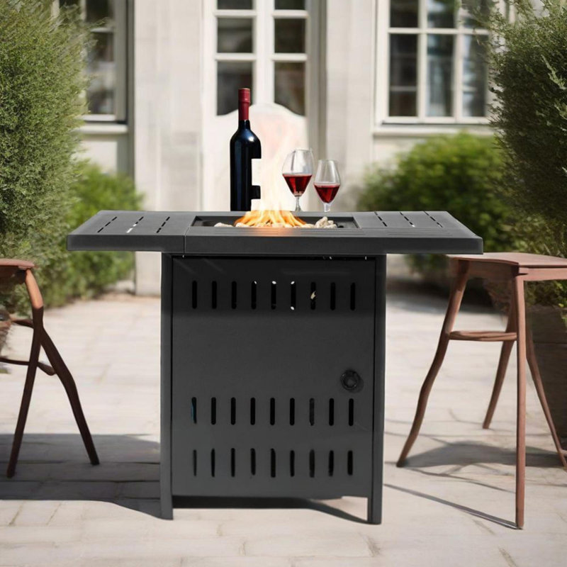Table foyer au propane, foyer rectangulaire en acier de 50000 BTU pour les rassemblements de patio et de jardin