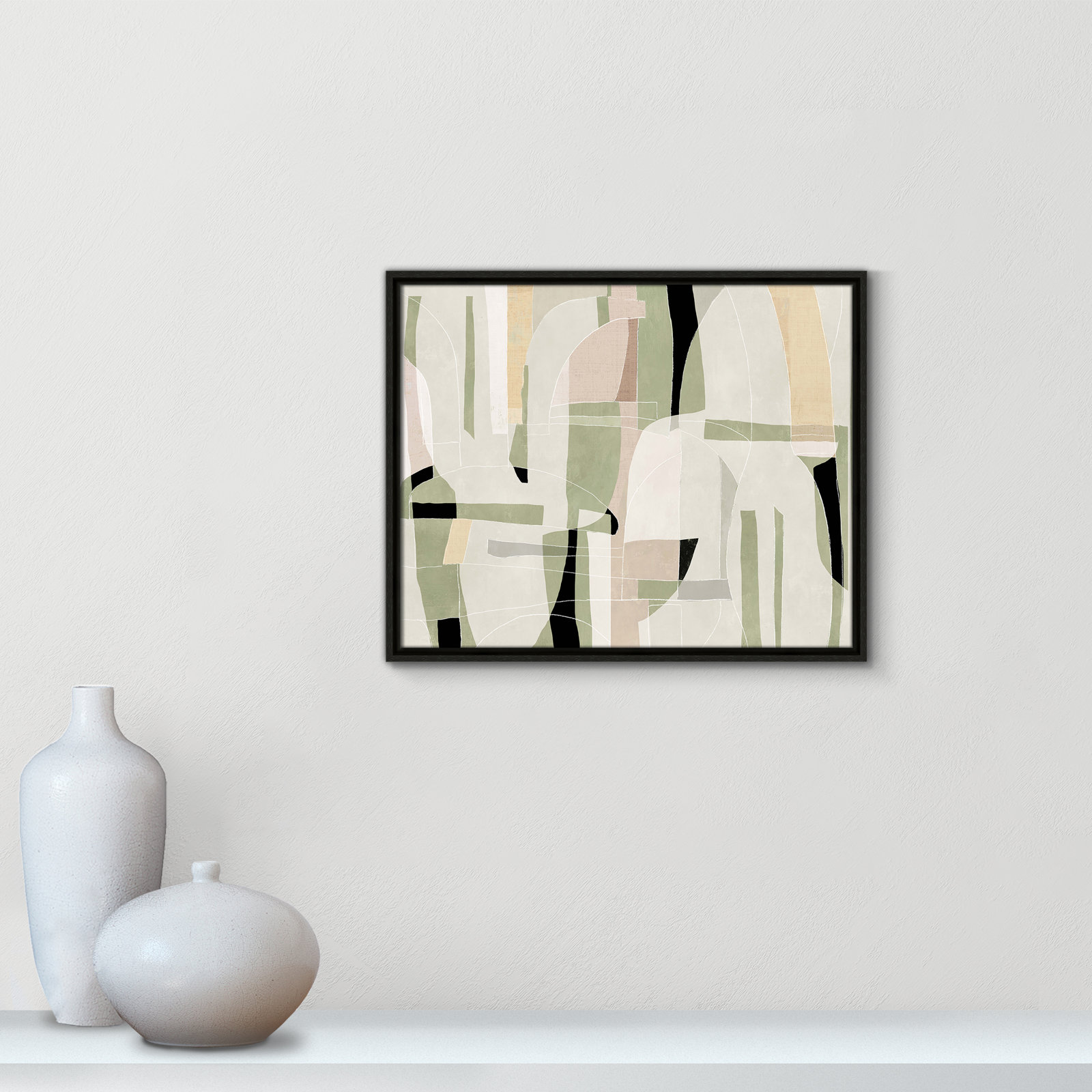 Sunny Barcelona - Floater Frame Canvas, 21.5" W x 17.5" H, Espresso