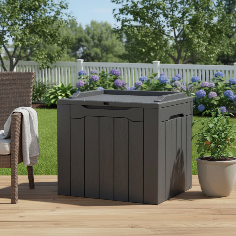 31 Gallon All-Weather Outdoor Deck Box with Lockable Lid for Patio, Gray