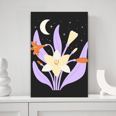 Contemporary Art Mystical Abstract Contemporary Lily Nature Flower Wall Art 1 Piece Wrapped Canvas Wall Art