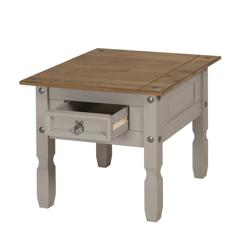 Palmea Solid Wood End Table, Grey