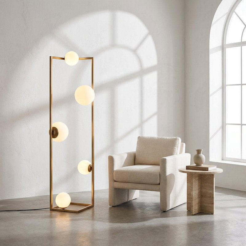 Five-Globe Sculptural Modern Floor Lamp