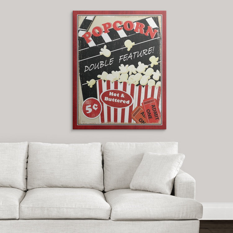 « i » par veronique charron, affiche rétro At the Movies, H 23 po x l 20 po x p 1 po, Cadre noir