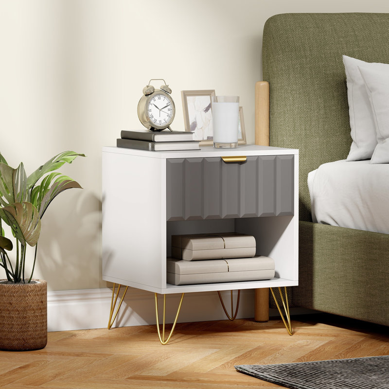 45cm W Manufactured Wood Bedside Table