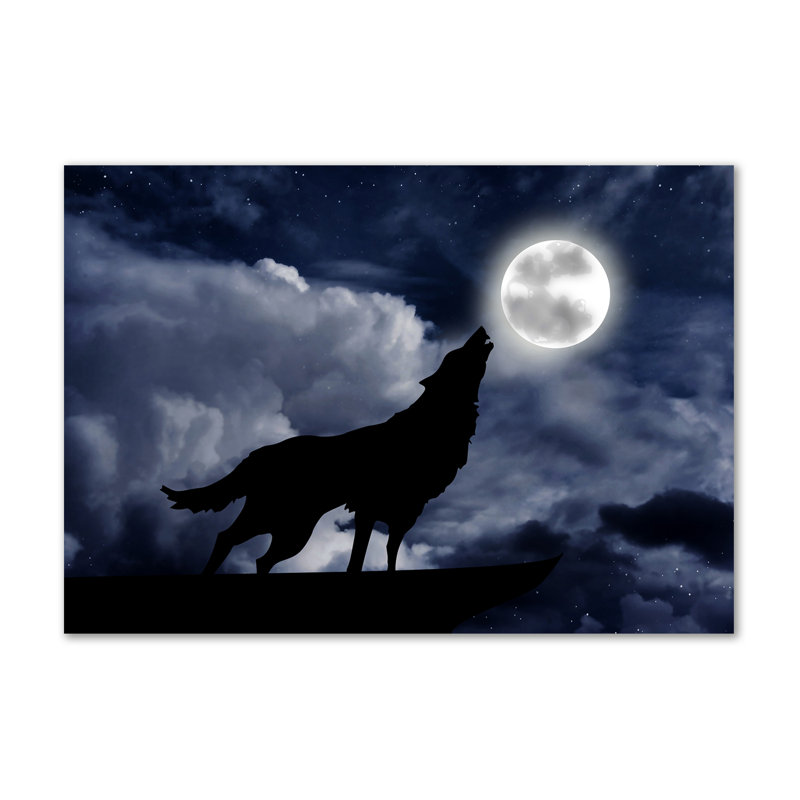 Howling Wolf Full Moon - Wrapped Canvas Print