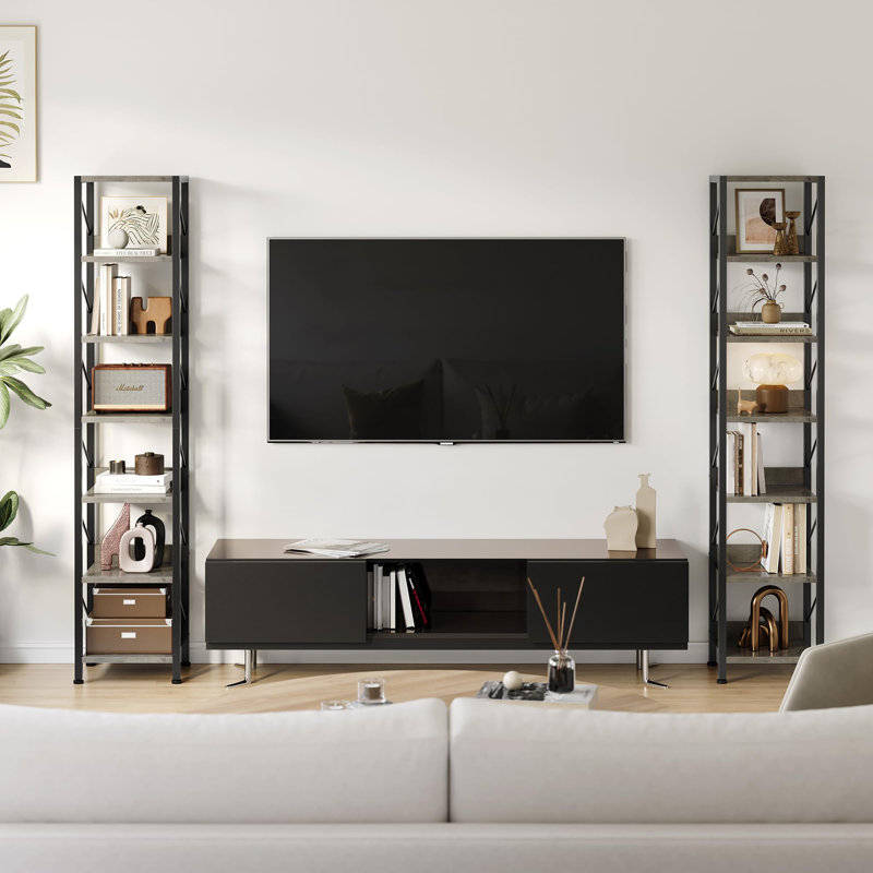 168cm H x 34.8cm W Metal Bookcase, Grey