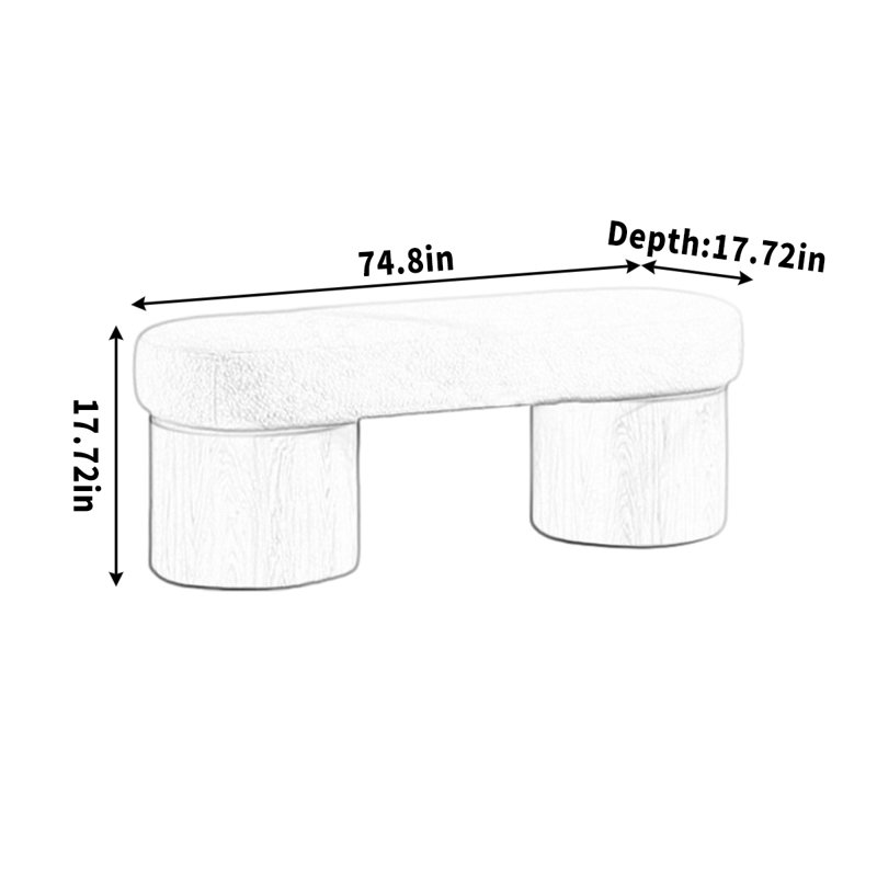 Banc simple pour changer de chaussures, H 17,72 po x l 74,8 po x P 17,72 po
