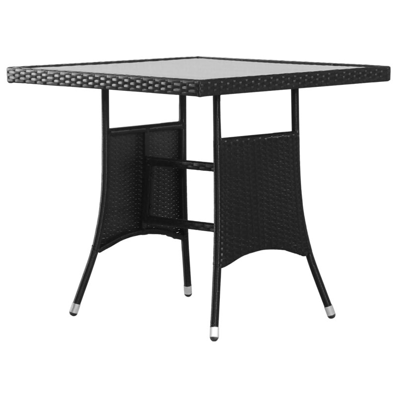 Garden Table 80X80x74 Cm Poly Rattan, Clear, Black