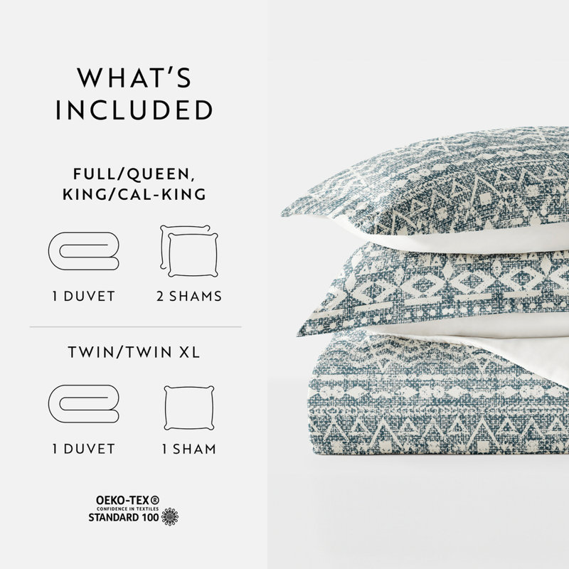 Duvet Cover Set Patterned Microfiber Ultra Soft Bedding in Modern Rustic, King Duvet Cover + 2 Standard Shams