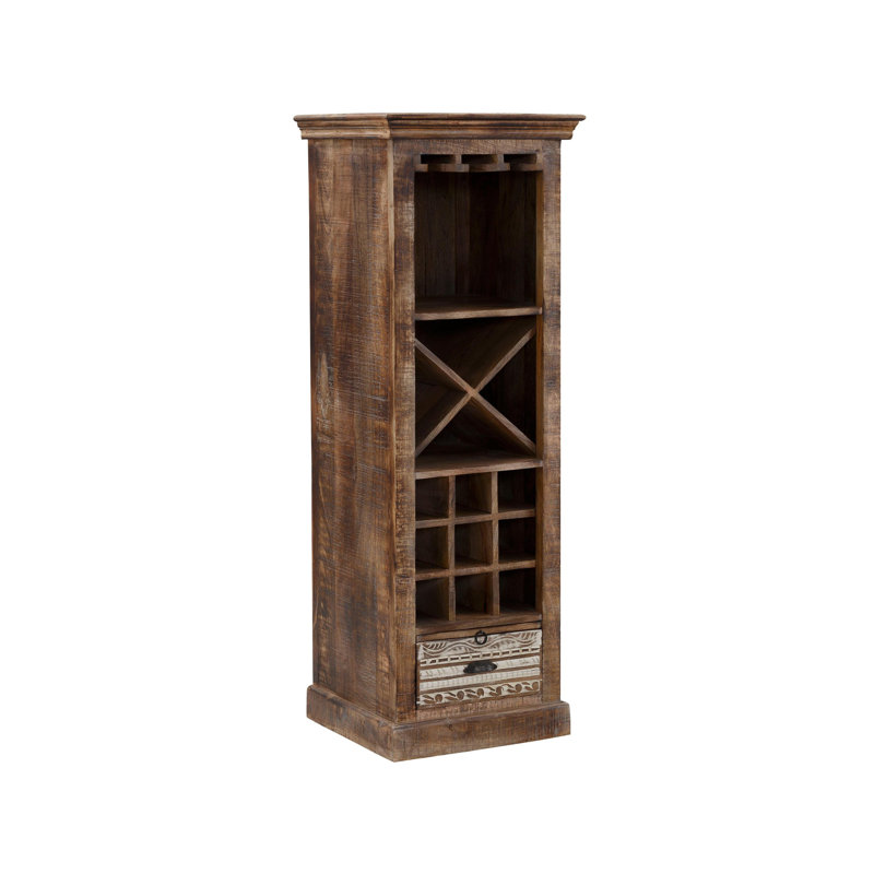 Graham Solid Wood Floor Wine Bottle Rack in Brown