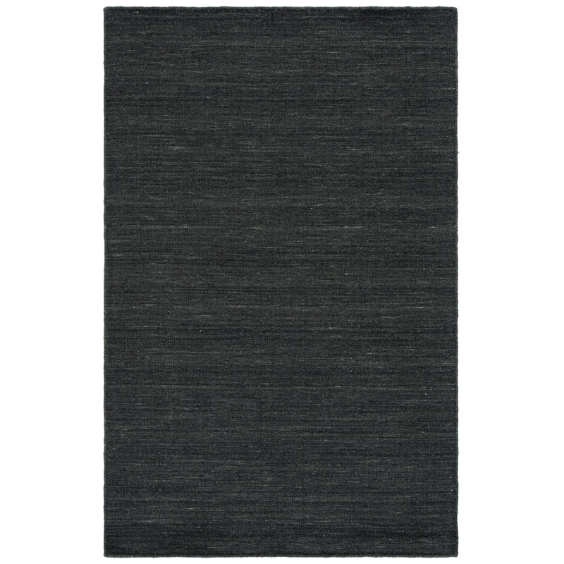 Kilim Hand Loomed Wool/Cotton Rug in Charcoal/Gray, Rectangle 3' x 5'