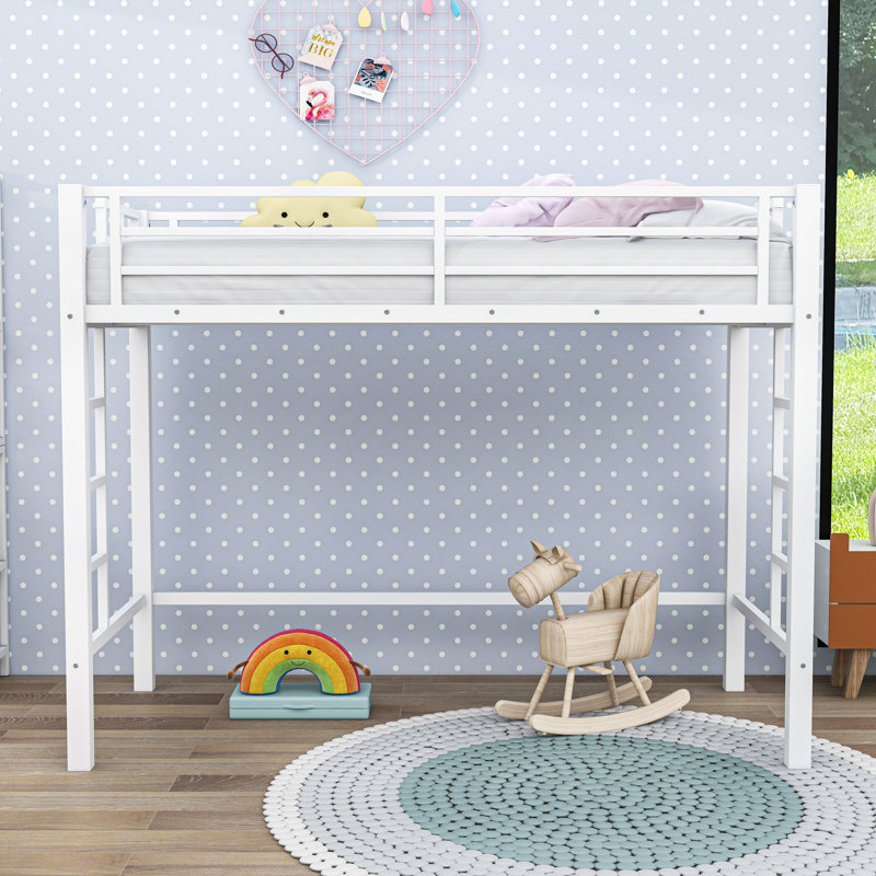 Classic Metal Loft Bed with Dual-Side Ladders, Twin XL