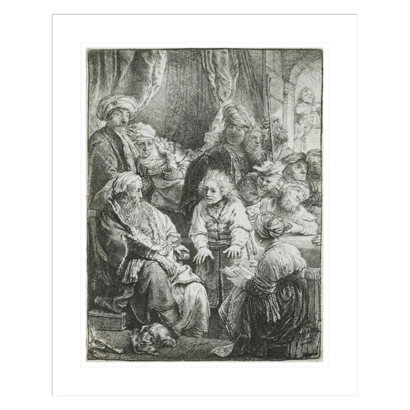 «Joseph Telling His Dreams» par Rembrandt van Rijn - Estampe numérique encadrée, H 28,89 po x l 23,5 po