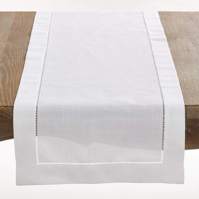 Table Runner - White - Hemstitched Border, Lifestyle