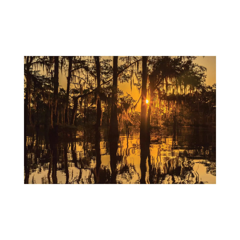 USA, Louisiana, Atchafalaya National Wildlife Refuge. Sunrise On Swamp. by Jaynes Gallery - Wrapped Canvas Print