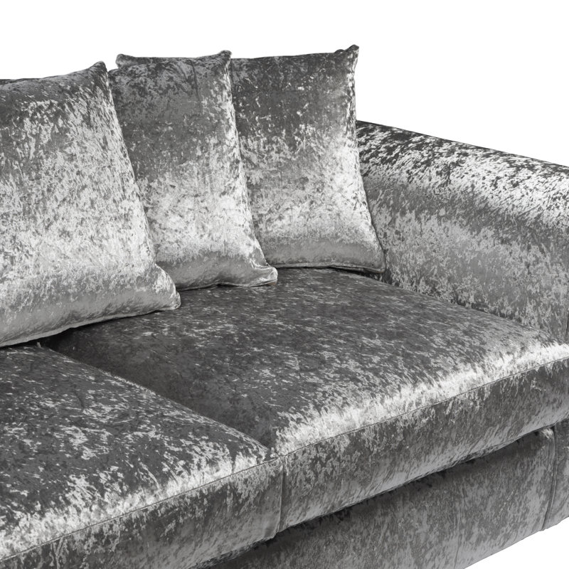 Romelia Velvet Sofa, Silver, 3