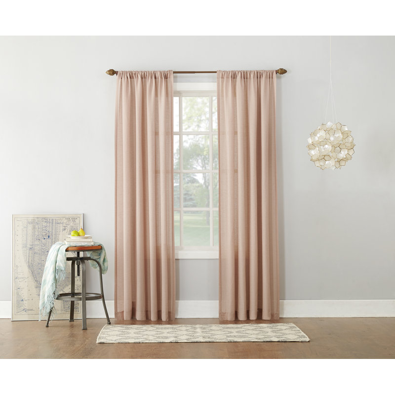 Panneau de rideau semi-diaphane avec passe-tringle en lin - Basics by Wayfair ™, Rosé, l 54 po x L 84 po