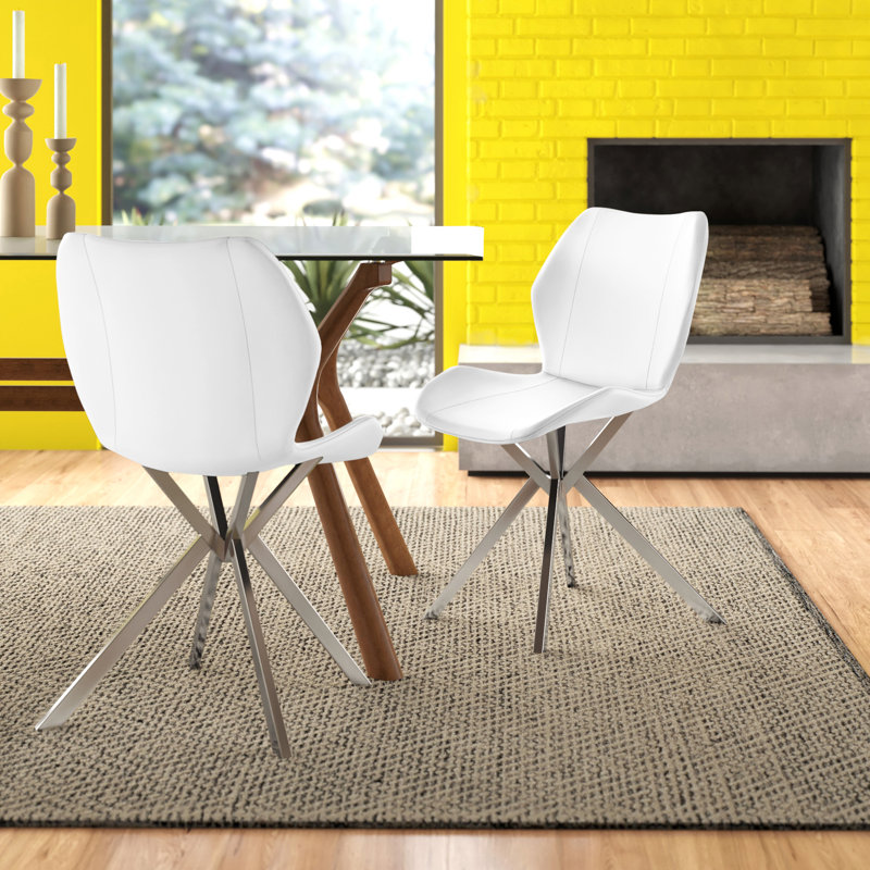 Side Chair, White, Silver