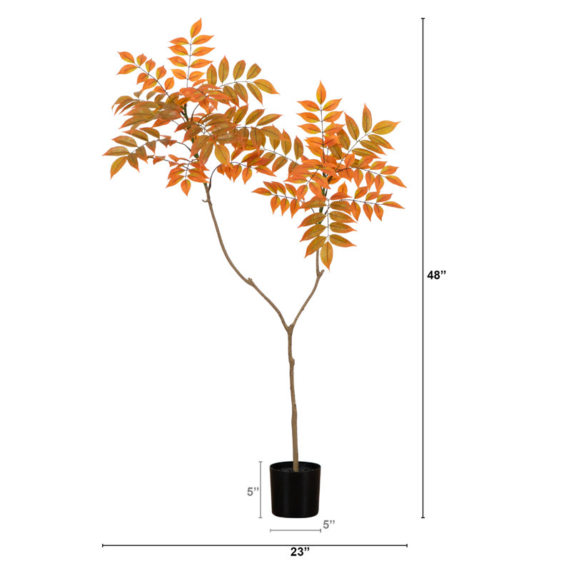 4-Foot Orange Plastic Potted Fall Sumac Tree