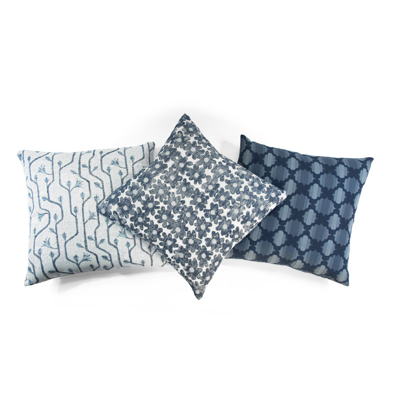 Daisy Performance Square Pillow Cover & Insert, Square 22", Navy