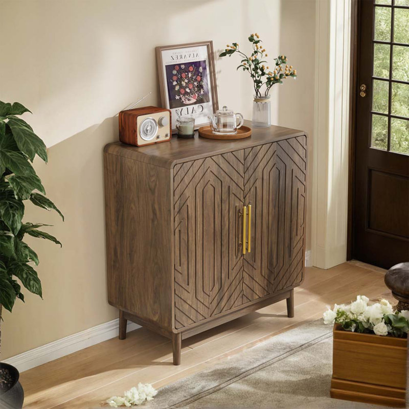 Console 31,5 "avec 2 portes et 2 tablettes réglables pour le couloir, le salon, le vestibule et l'espace