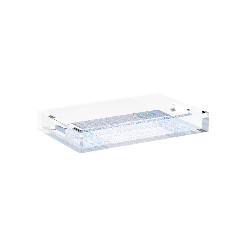 Iznik Acrylic Rectangle Decorative Tray, Blue, 12.5"W x 7.75"D x 2"H