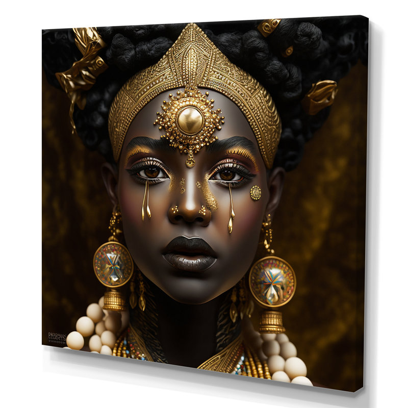 Maskell Tribal African Woman I - Art africain, reproduction d'art sur toile encadrée, L 16 po x H 16 po, Toile tendue