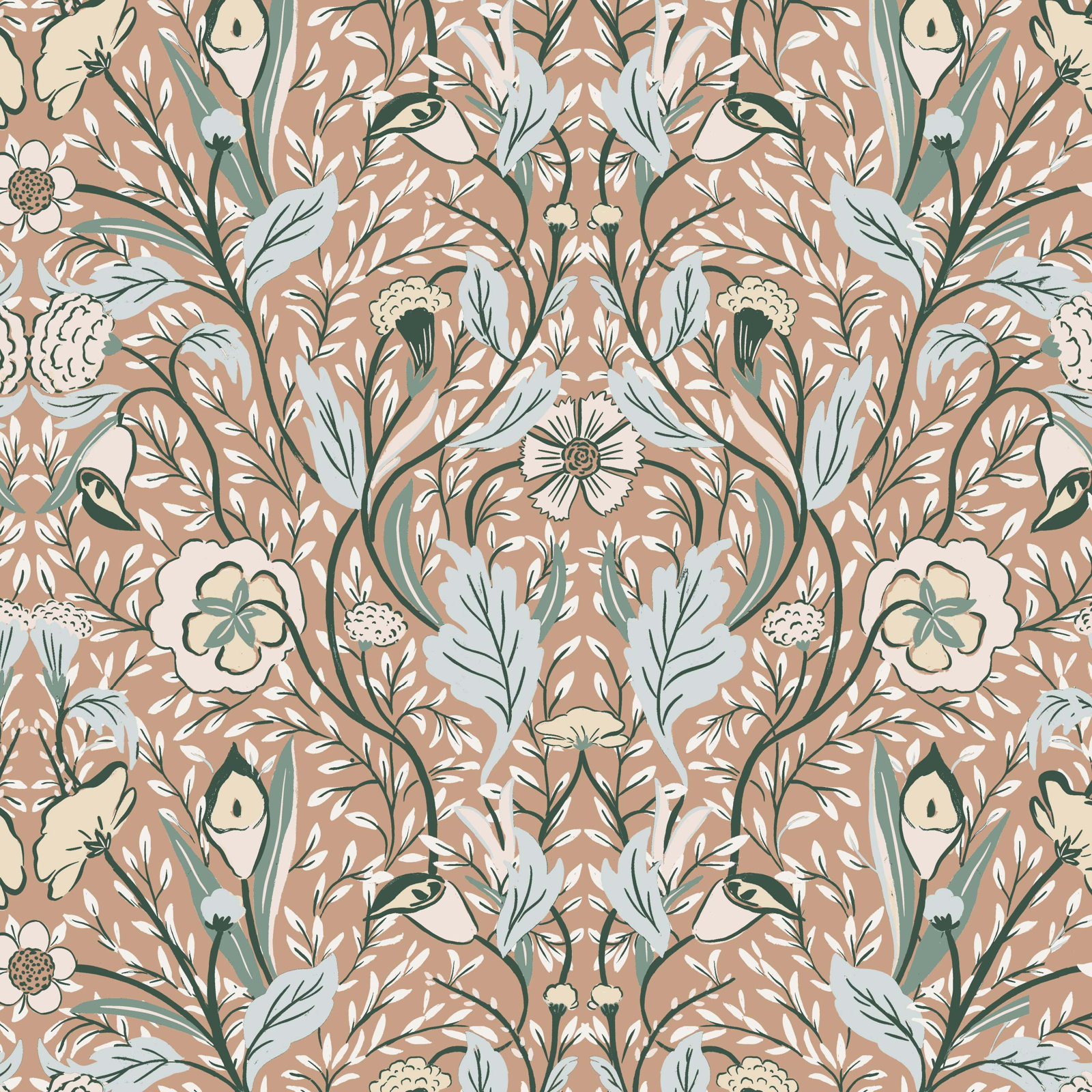 Silvia Parsons Dining Chair, Morris Botanical Peach