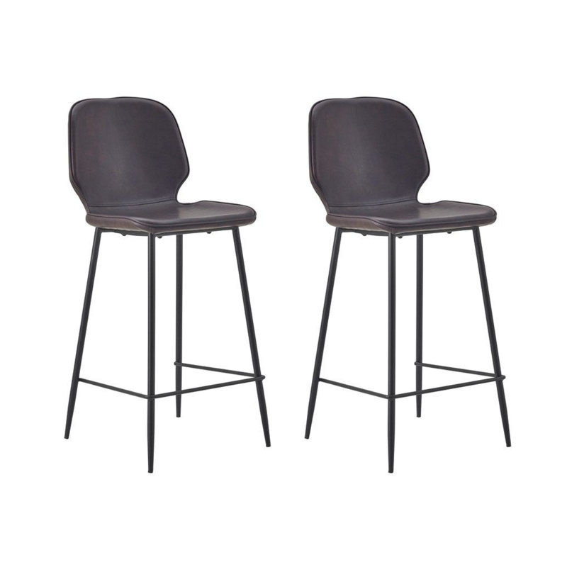 Tabourets de comptoir en cuir Meztli Leftwich, Noir, Tabouret de comptoir (siège d'une hauteur de 25 p