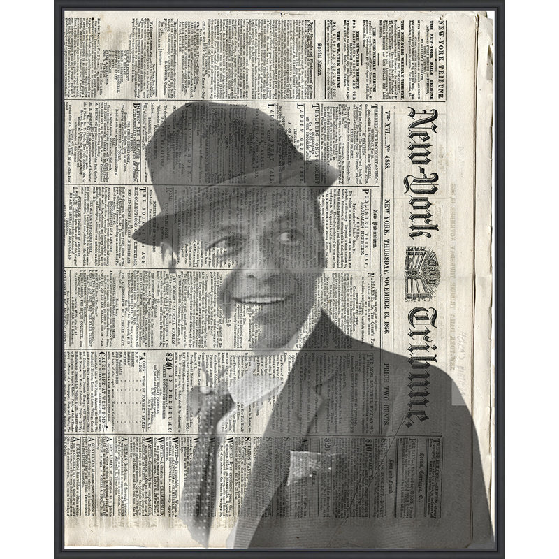 Sinatra - cadre flottant, impression sur toile, H 32 po x l 26 po x P 2 po, Cadre noir