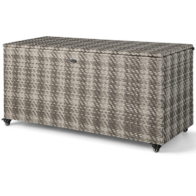 Gymax 52 " W 96 Gallons Water Resistant Wicker Deck Box with Wheels
