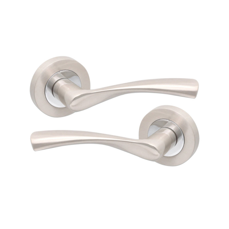 Mercury Lever Door Handle, Satin Chrome/Polished Chrome