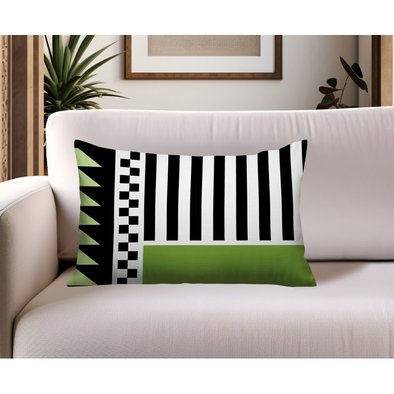 Oreiller rectangulaire réversible intérieur / extérieur Kaleido, Chartreuse, Rectangulaire H 18 po x l 25 po