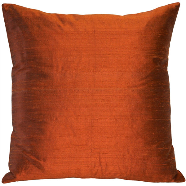 Sankara Silk Throw Pillow, 18" H x 18" W x 5" D, Burnt Orange