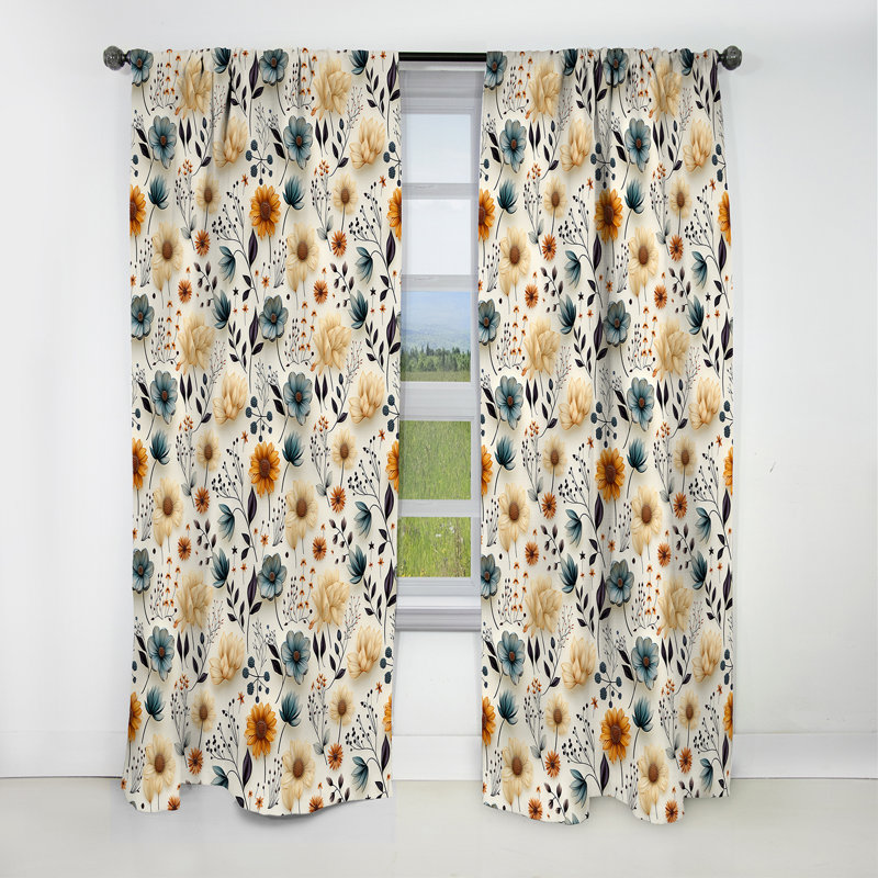 Motif bohème Botanical Nomad - rideau boho abstrait - rideau occultant en velours - 1 panneau, L 52 po x L 84 po