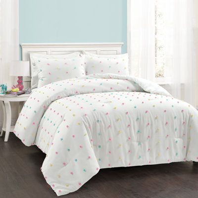  White Microfiber 3 Piece Comforter Set