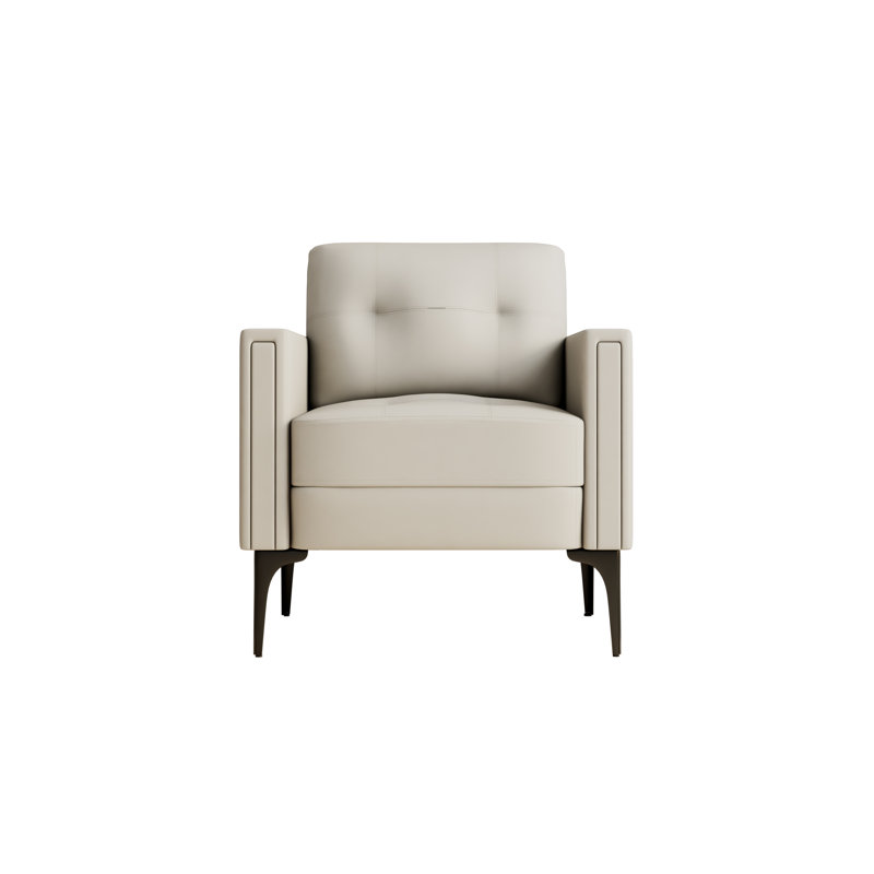 Upholstered Armchair, Beige Polyurethane