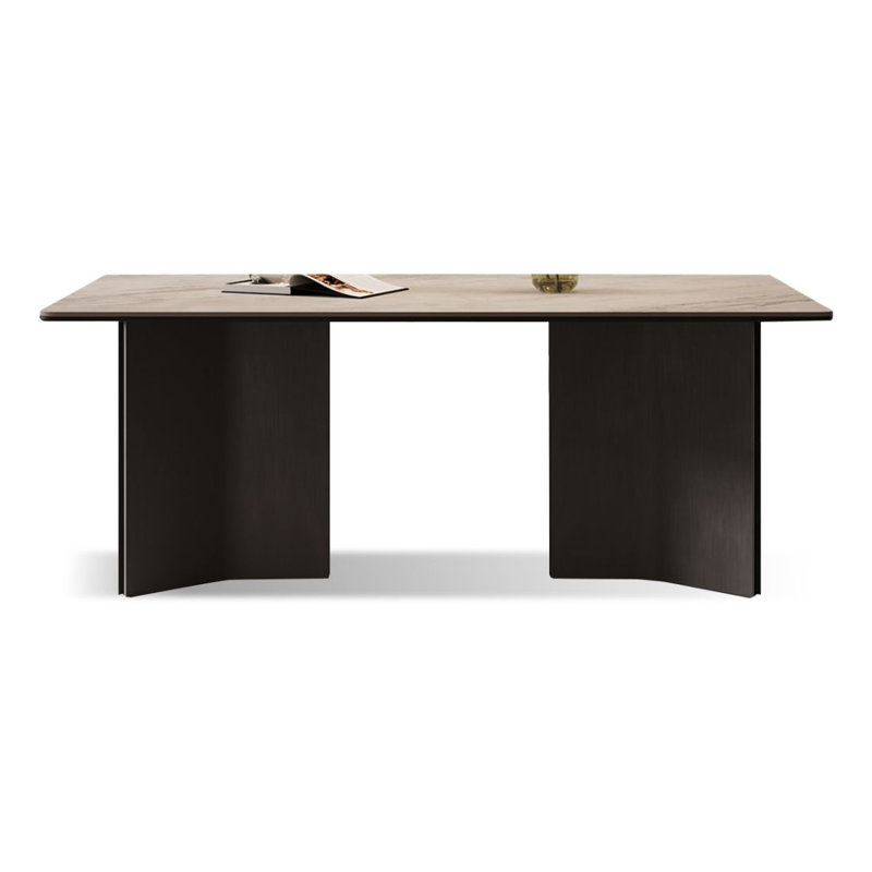 Table de salle à manger rectangulaire en pierre frittée beige clair, H 29,53 po x L 55,12 po x l 31,5 po