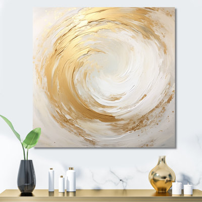 Vortex doux doré et blanc I - art abstrait spirales