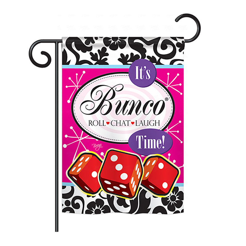 Drapeau de maison / jardin en polyester It's Bunco Time, H 18,5 po x l 13 po
