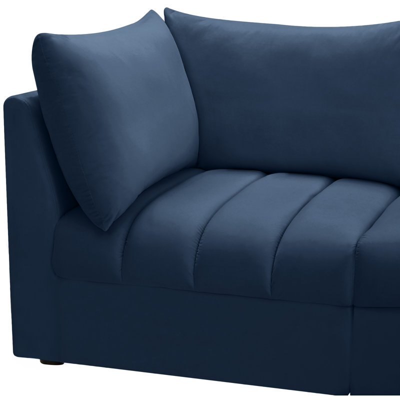 Ensoll Velvet Sectional Reversible, Navy Velvet