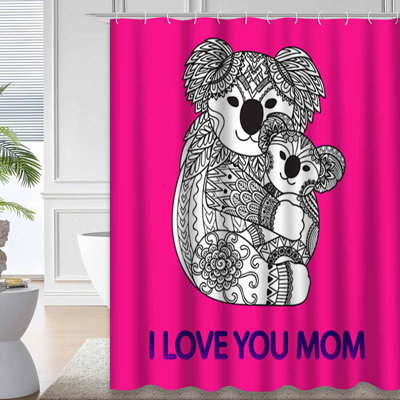 Rideau de douche avec 12 crochets Cute Mother Baby I Love You Mom