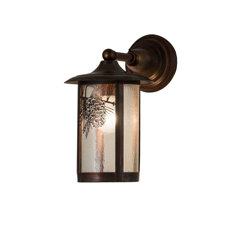 1 - Light Outdoor Wall Lantern, Clear Seedy, Vintage Copper