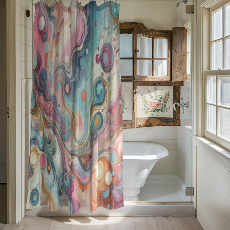 Ethereal Watercolors - Rideau de douche standard 1 pièce, H 74 po x l 71 po