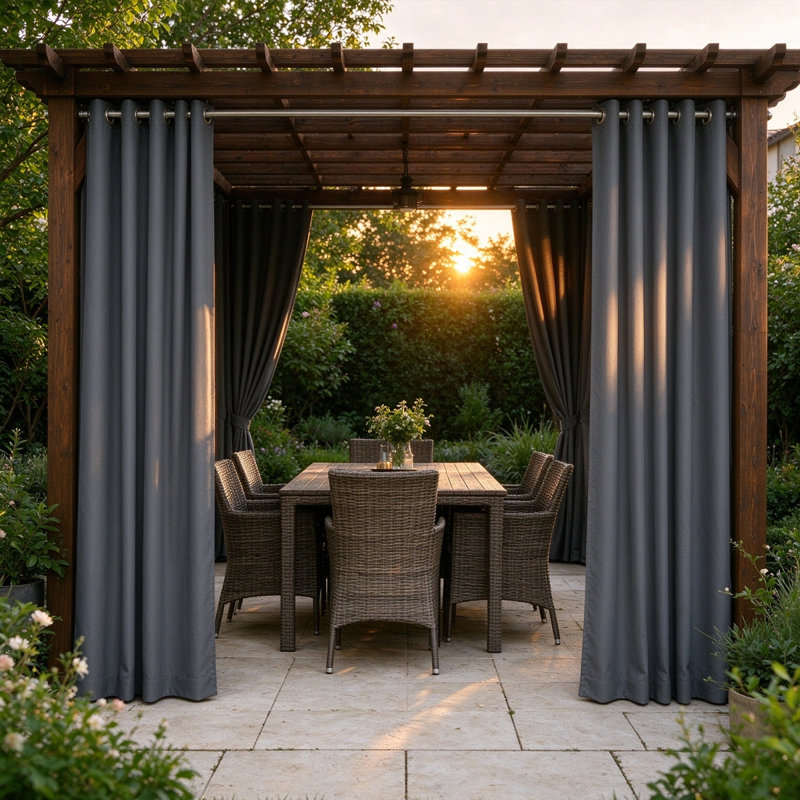 Waterproof High Precision Outdoor Curtains (Set Of 2) - Weather Resistant Blackout Grommet Drapes For Patio, Pergola, Gazebo & Porch