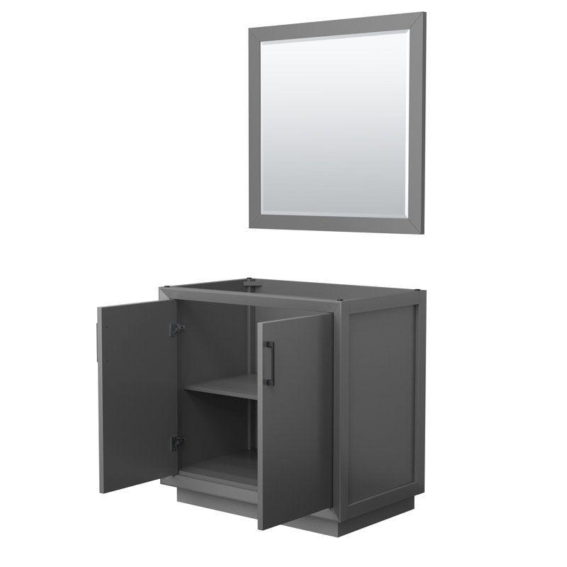 Strada 35.25'' Single Bathroom Vanity Base Only, Dark Gray/Black