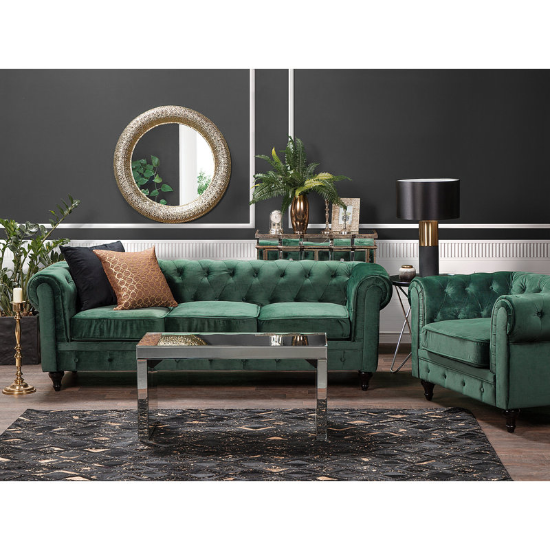 Streeter 3 Seater Velvet Sofa, Green