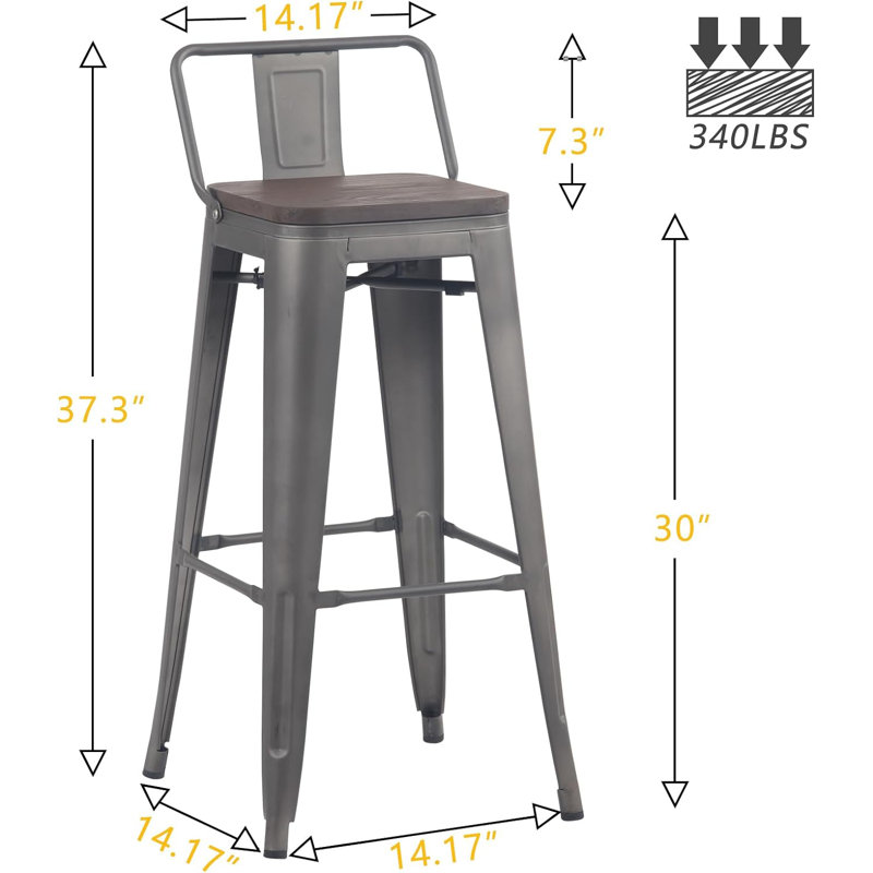 Jimmenez Counter Stool with Metal Frame, Gray