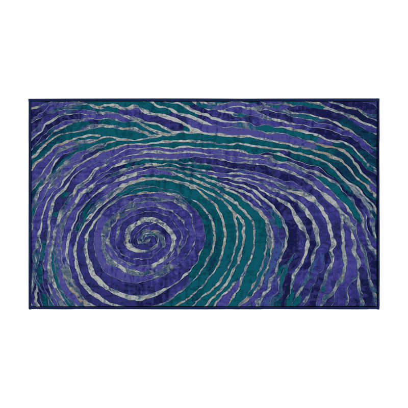 Tapis bleu lavable à la machine, Rectangle 7 pi x 9 pi