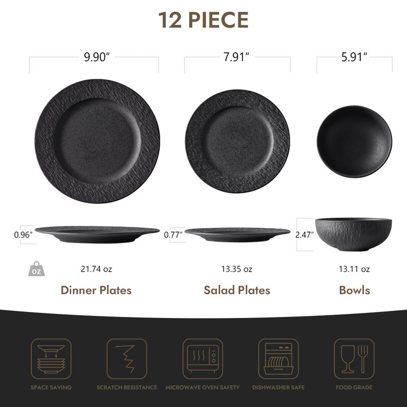 12 Piece Dinnerware Set, Service For 4